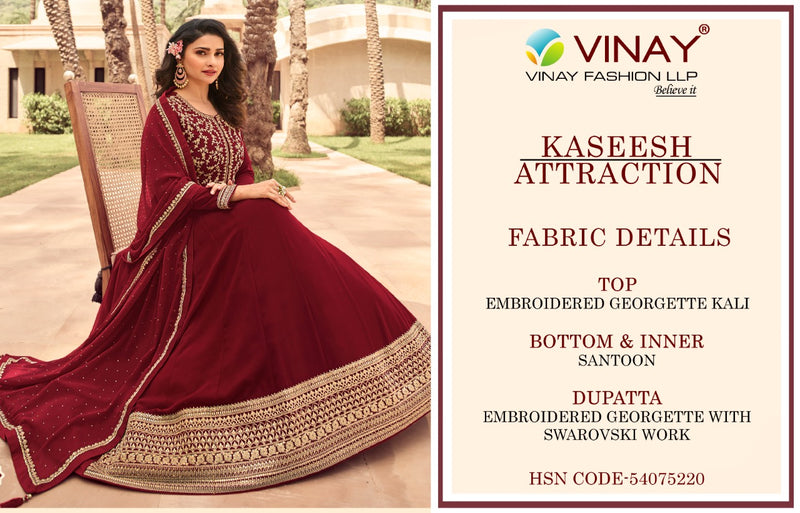 Vinay Fashion Kaseesh Attraction Embroidery Georgette Kali Heavy Fancy Designer Partywear Salwar Kameez