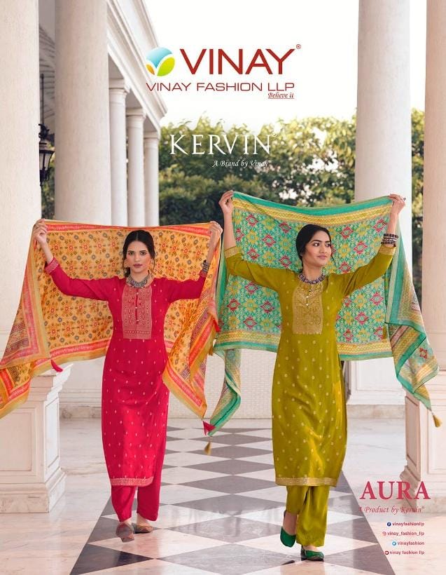 Vinay Fashions Kervin Aura Cream Silk Designer Fancy Party Wear Kurtis