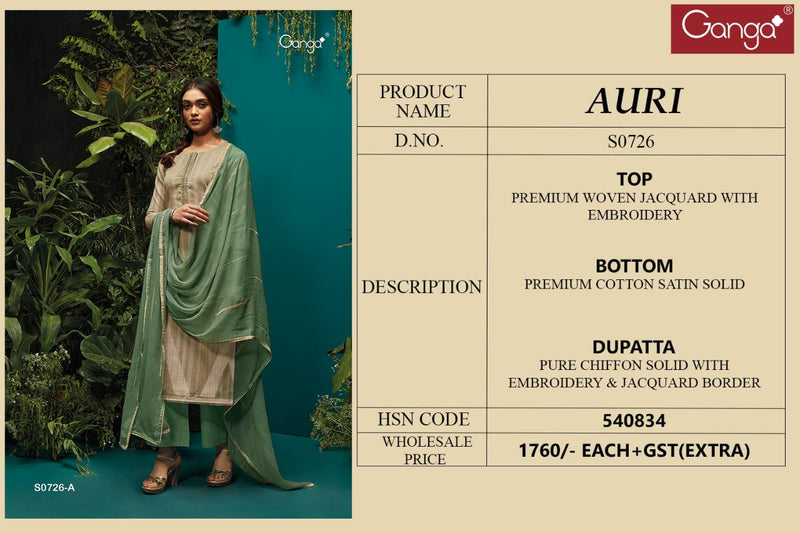 Ganga Auri Jacquard Embroidered Party Wear Salwar Suits