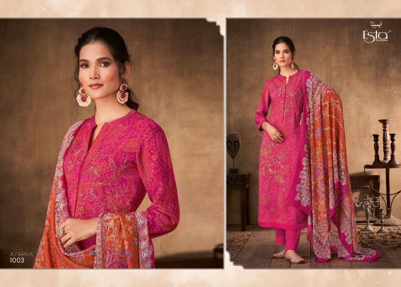 Esta Azarra Muslin Silk Printed With Hand work stylish Designer Fancy salwar suit