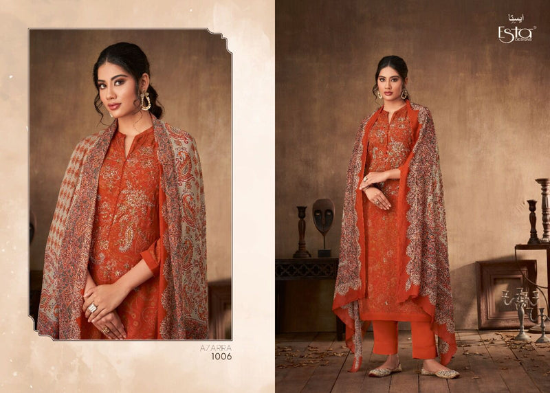 Esta Azarra Muslin Silk Printed With Hand work stylish Designer Fancy salwar suit