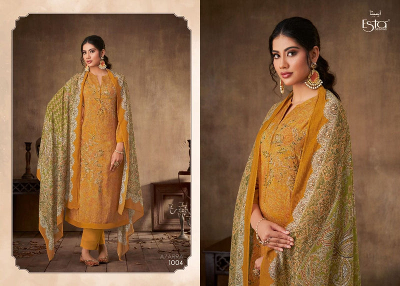 Esta Azarra Muslin Silk Printed With Hand work stylish Designer Fancy salwar suit