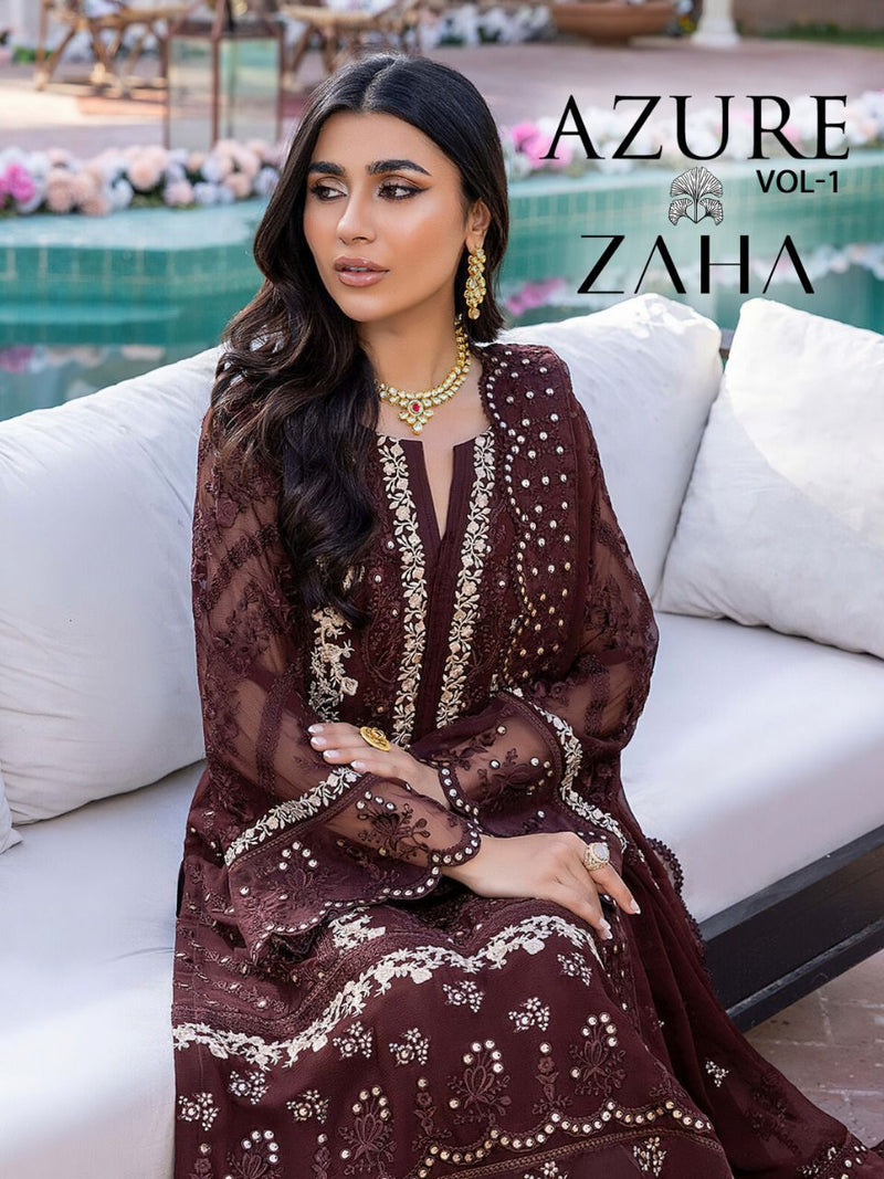 Zaha Azure Vol 1 Georgette With Embroidery Work Stylish Designer Pakistani Salwar Kameez