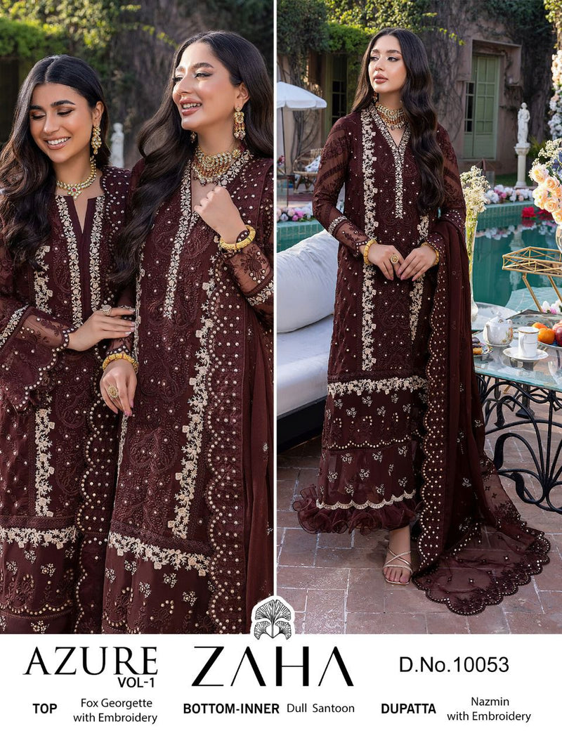 Zaha Azure Vol 1 Georgette With Embroidery Work Stylish Designer Pakistani Salwar Kameez