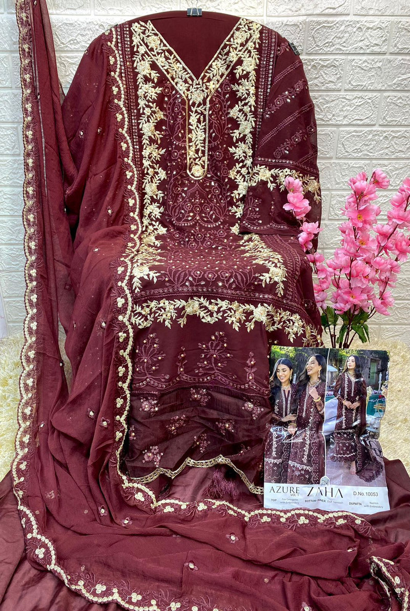 Zaha Azure Vol 1 Georgette With Embroidery Work Stylish Designer Pakistani Salwar Kameez