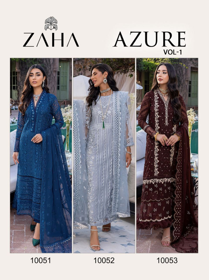 Zaha Azure Vol 1 Georgette With Embroidery Work Stylish Designer Pakistani Salwar Kameez