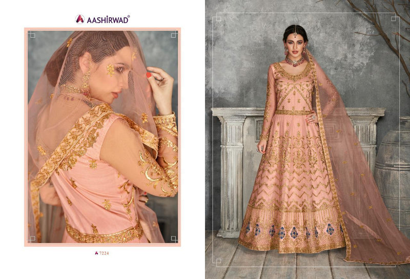 Aashirwad Kaira Butterfly Net With Front Back Work Traditional Salwar Kameez