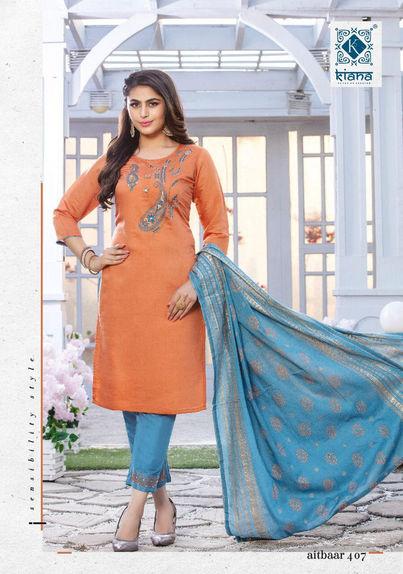 Kiana Launched Aitbaar Vol 4 Chanderi Silk Exclusive Party Wear Kurtis