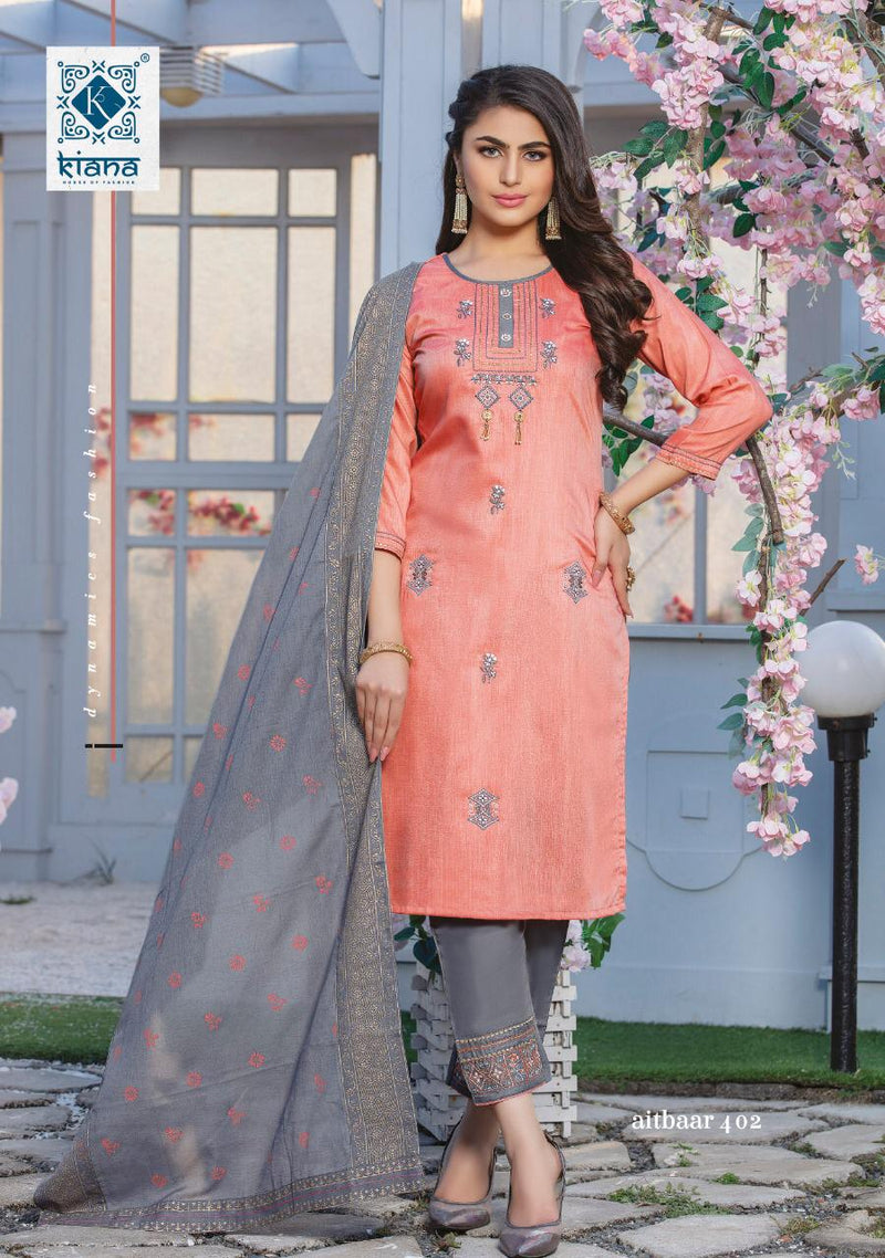 Kiana Launched Aitbaar Vol 4 Chanderi Silk Exclusive Party Wear Kurtis