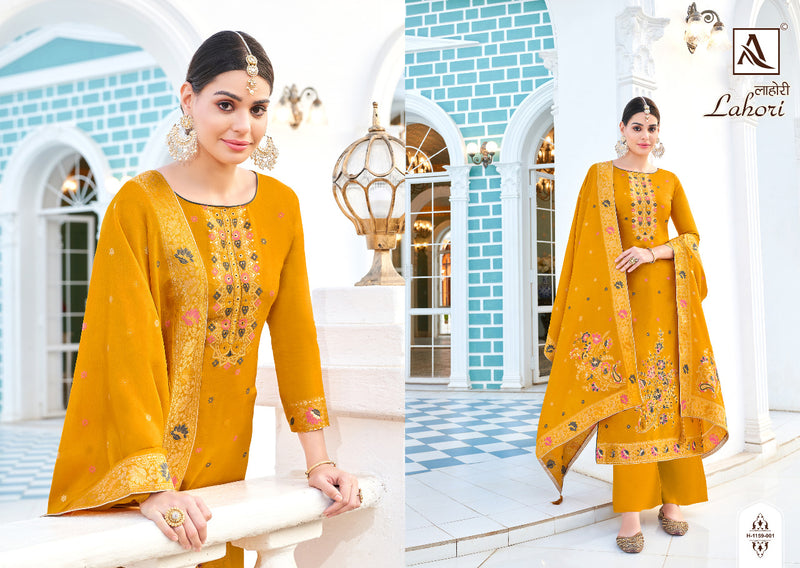 Alok Suit Lahori Pure Viscose Dola Jacquard Exclusive Hand Work Salwar Suit