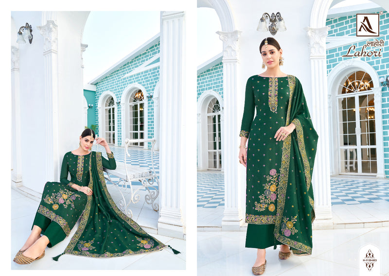 Alok Suit Lahori Pure Viscose Dola Jacquard Exclusive Hand Work Salwar Suit