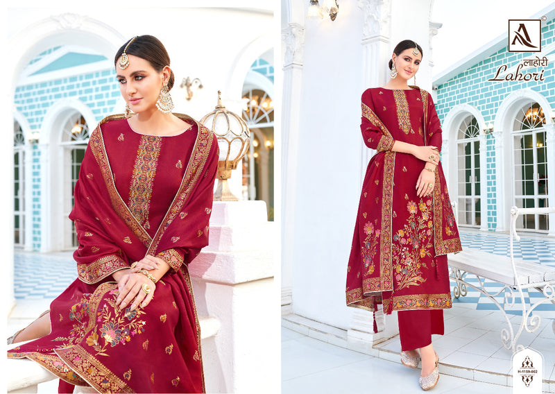 Alok Suit Lahori Pure Viscose Dola Jacquard Exclusive Hand Work Salwar Suit