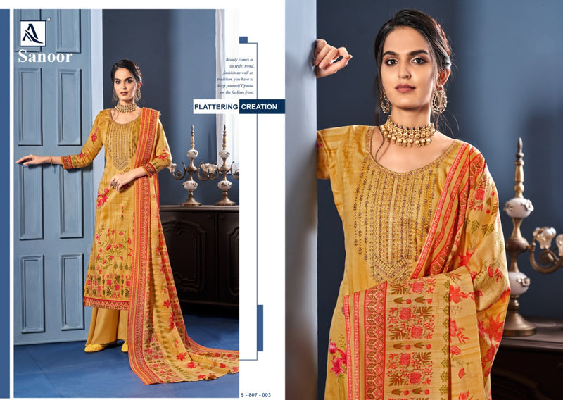 Alok Suit Launch Sanoor Jam Digital Print With Embroidery Work Designer Salwar Kameez