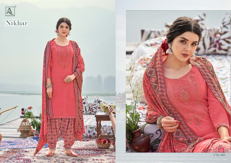 Alok Suit  Nikhar Pashmina Self Print With Exclusive Embroidery Salwar Suit