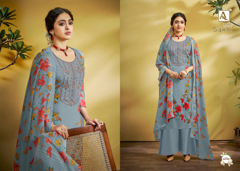 Alok Suit Sakhi Jam Digital Print With Fancy Thread Embroidery Work Salwar Kameez