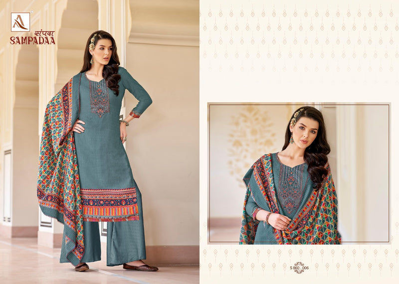 Alok Suit Sampadaa Pure Wool Digital Print Pashmina Embroidery Work Salwar Kameez