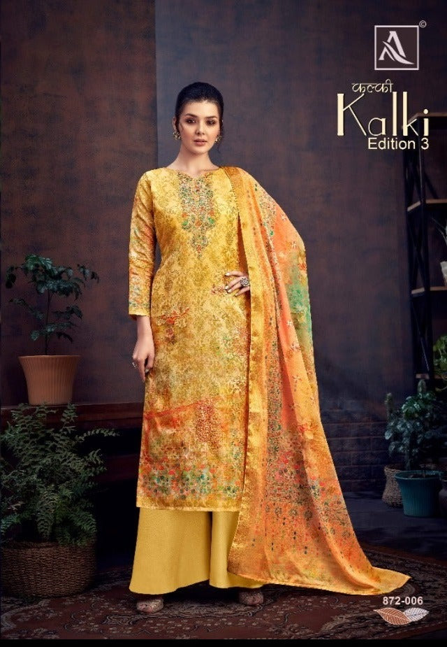 Alok Suits Kalki Edition 3 Pure Hand Weave Banarasi Jacquard Digital Print Salwar Kameez