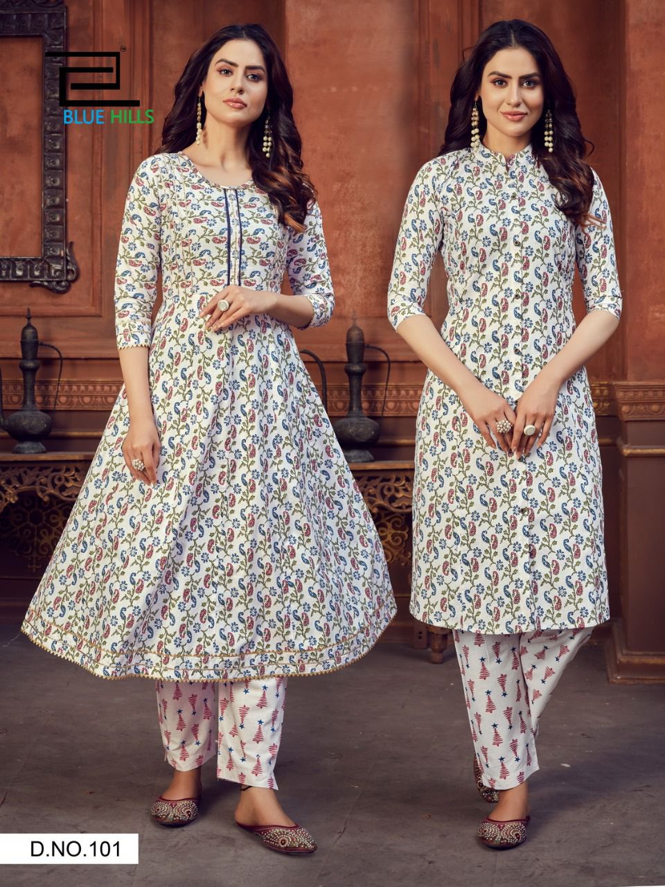 Anarkali Blue Hills Fusion Vol 1 Cotton Cambric Fancy Kurti