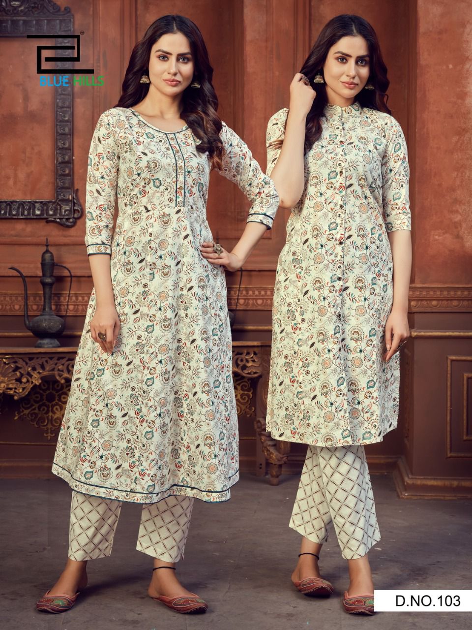 Anarkali Blue Hills Fusion Vol 1 Cotton Cambric Fancy Kurti