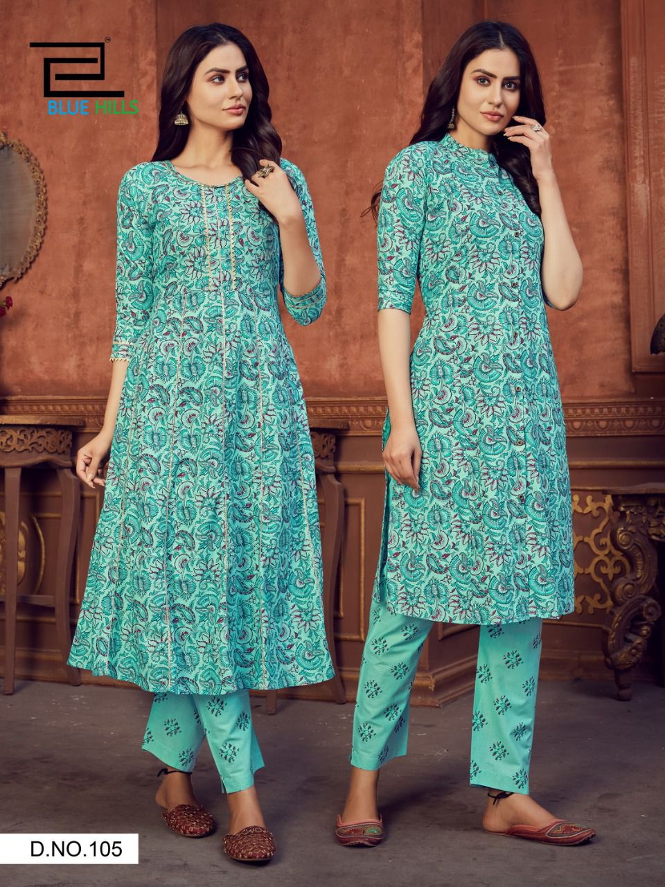 Anarkali Blue Hills Fusion Vol 1 Cotton Cambric Fancy Kurti