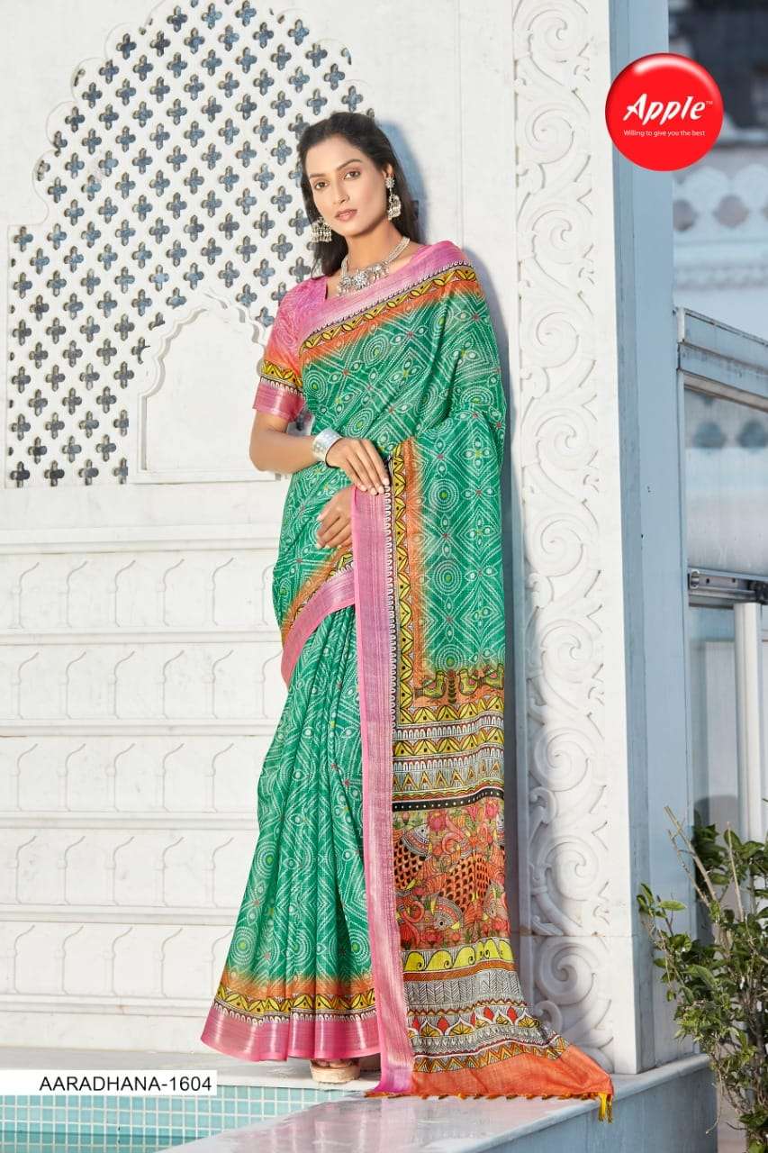 Apple Saree Aaradhna vol 16 Linen Digital Print Fency saree