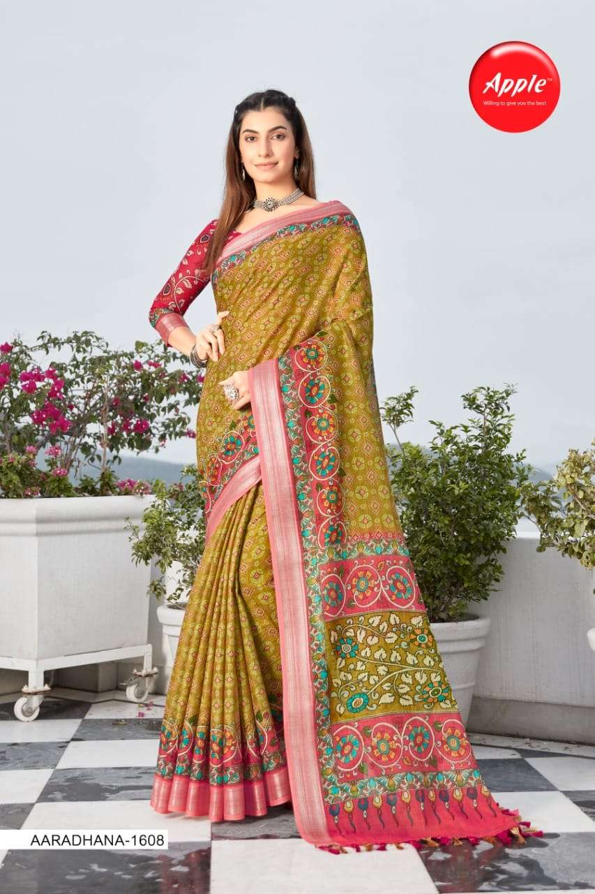 Apple Saree Aaradhna vol 16 Linen Digital Print Fency saree