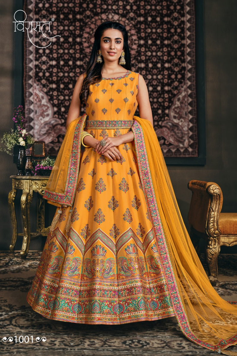 Virasat Banarasiya Jacquard Designer Occasional Wear Beautiful Gowns