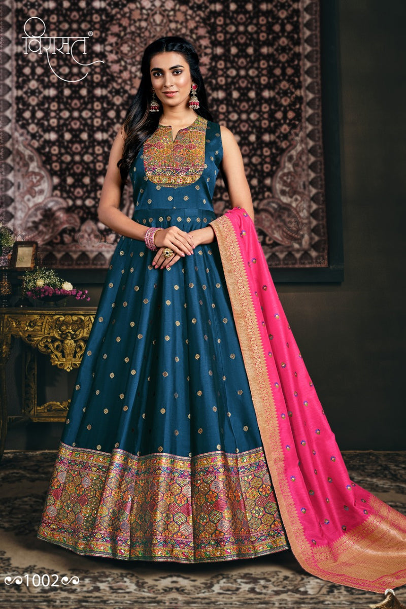 Virasat Banarasiya Jacquard Designer Occasional Wear Beautiful Gowns