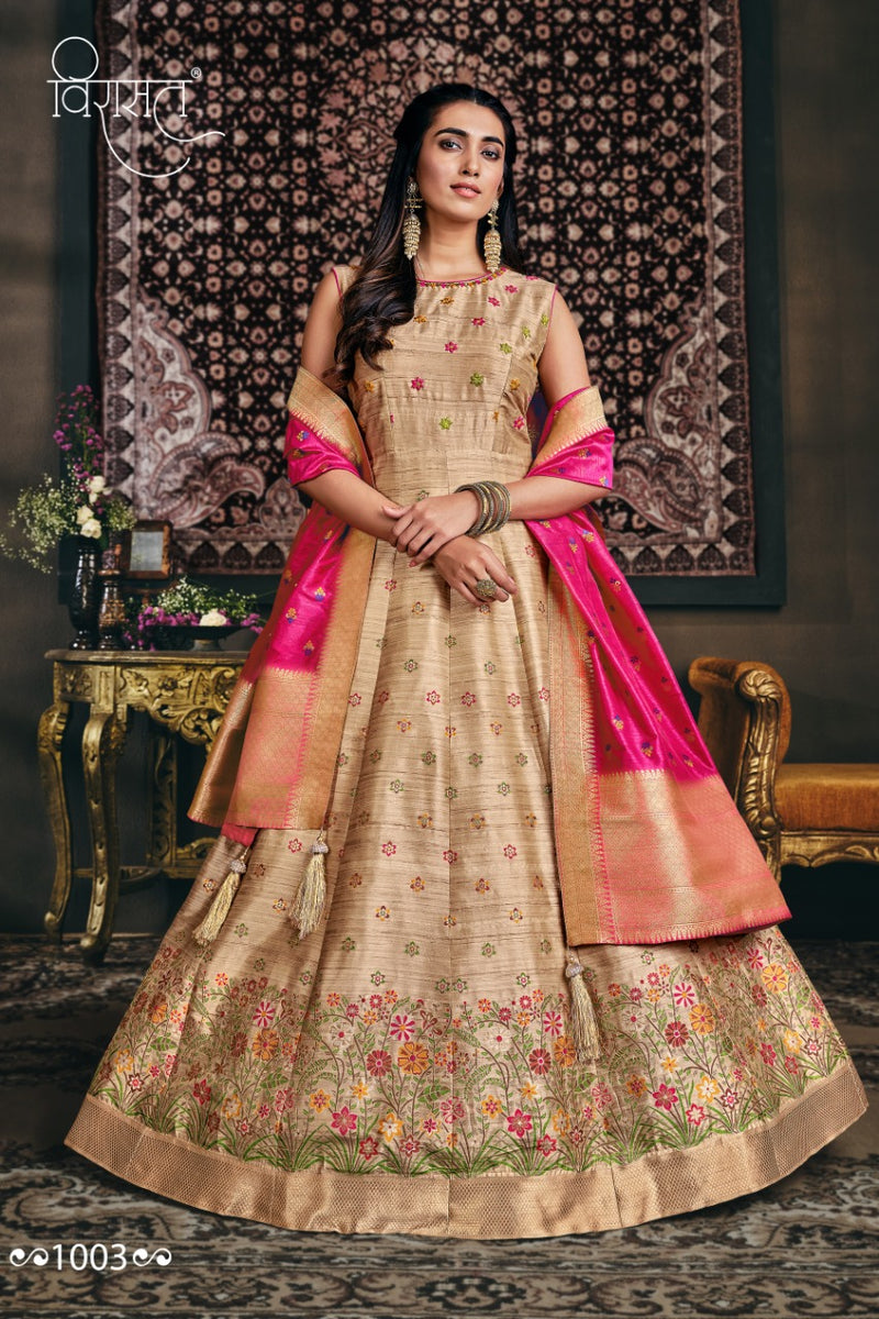 Virasat Banarasiya Jacquard Designer Occasional Wear Beautiful Gowns