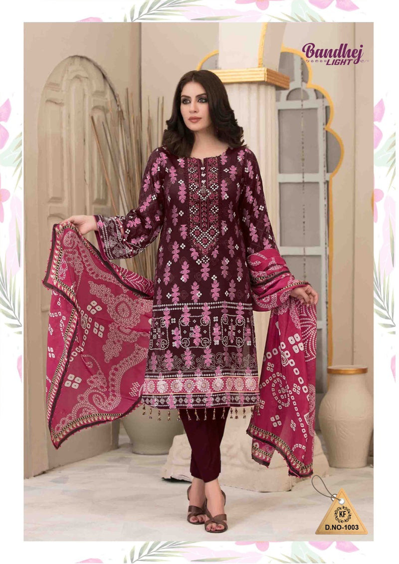 Kf Designer Bandhej Lite Vol 1 Cotton Festive Wear Salwar Suits