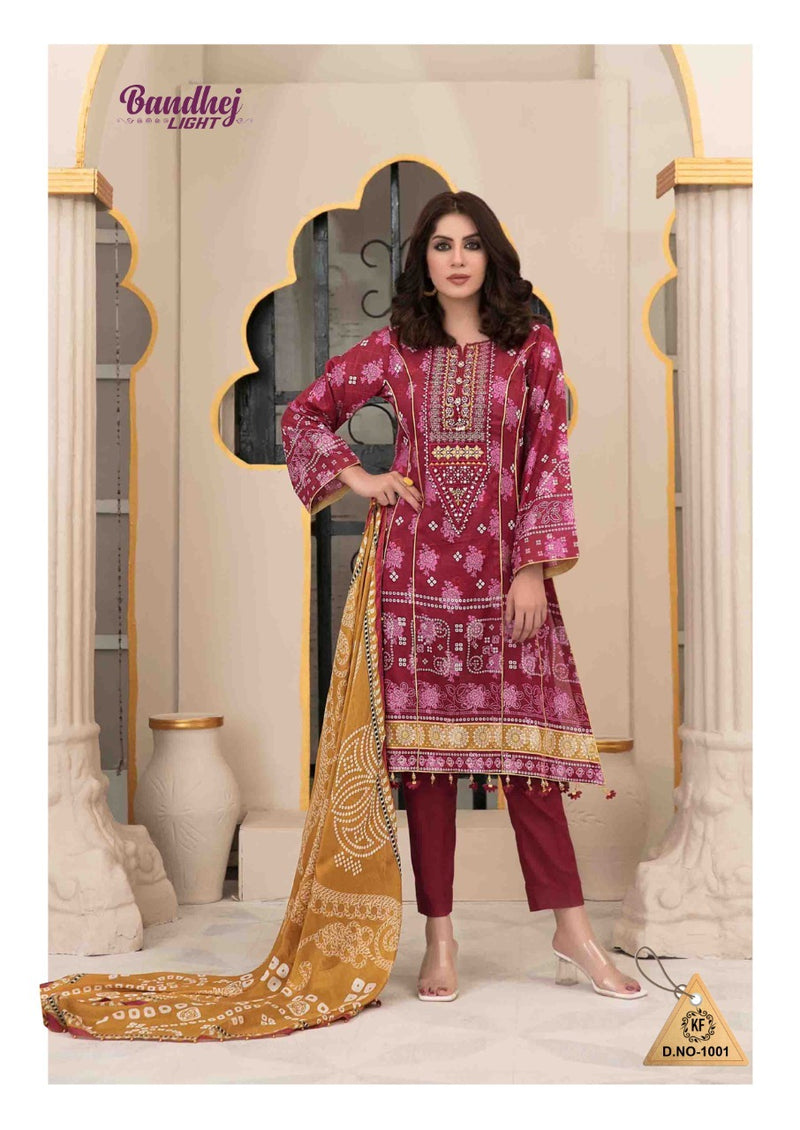 Kf Designer Bandhej Lite Vol 1 Cotton Festive Wear Salwar Suits