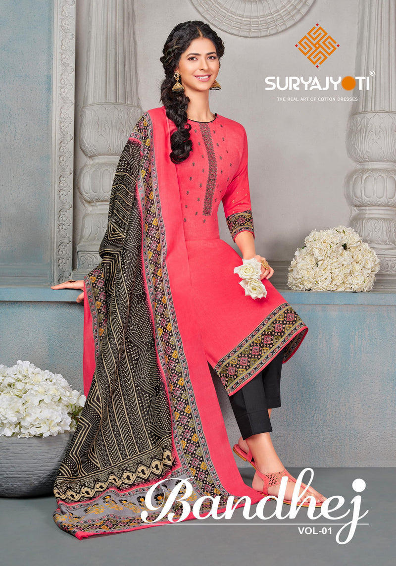 Suryajyoti Bandhej Vol 1 Satin Cotton Printed Party Wear Salwar Suits