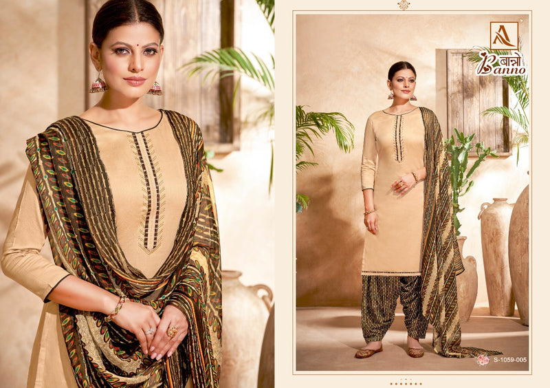 Alok Suit Banno Jam Cotton With Fancy Work Stylish Designer Festive Wear Salwar Suit