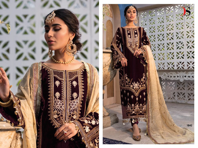 Deepsy Suit Baroque 2 Velvet With Heavy Embroidery Work Stylish Designer Fancy Wedding Wear Salwar Kameez