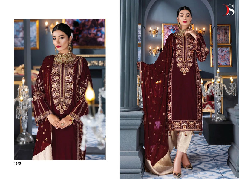 Deepsy Suit Baroque 2 Velvet With Heavy Embroidery Work Stylish Designer Fancy Wedding Wear Salwar Kameez