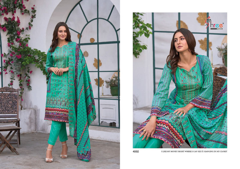 Shree Fabs Bin Saeed Lawn Collection Vol 4 Pure Lawn Cotton Print Exclusive Self Embroidery Designer Pakistani Salwar Suit