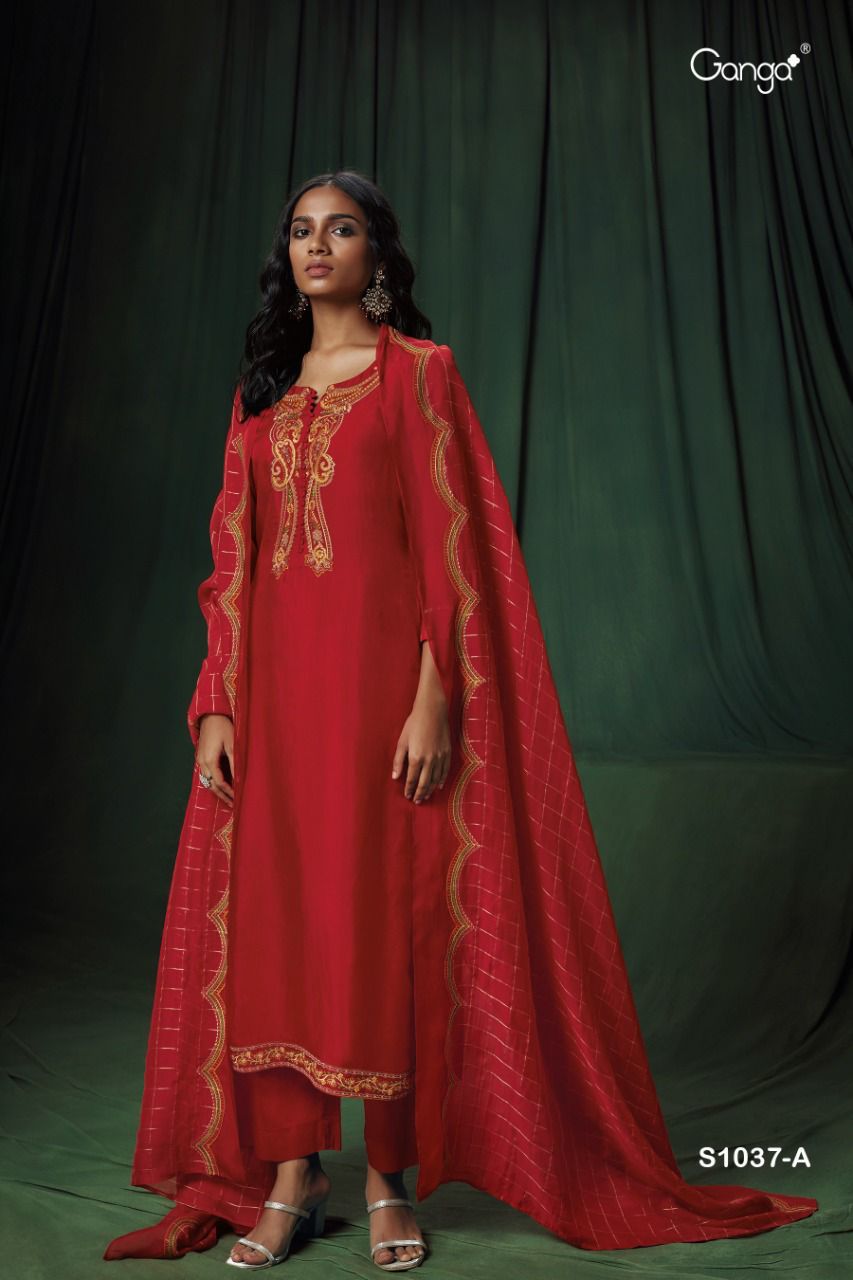 Ganga Binah 1037 Silk With Heavy Beautiful Work Stylish Designer Festive Wear Salwar Kameez