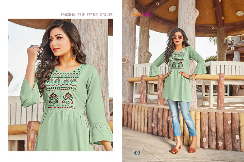 Tips & Tops Bubbly Vol 3 Rayon Fancy Top Style Western Wear Short Kurtis