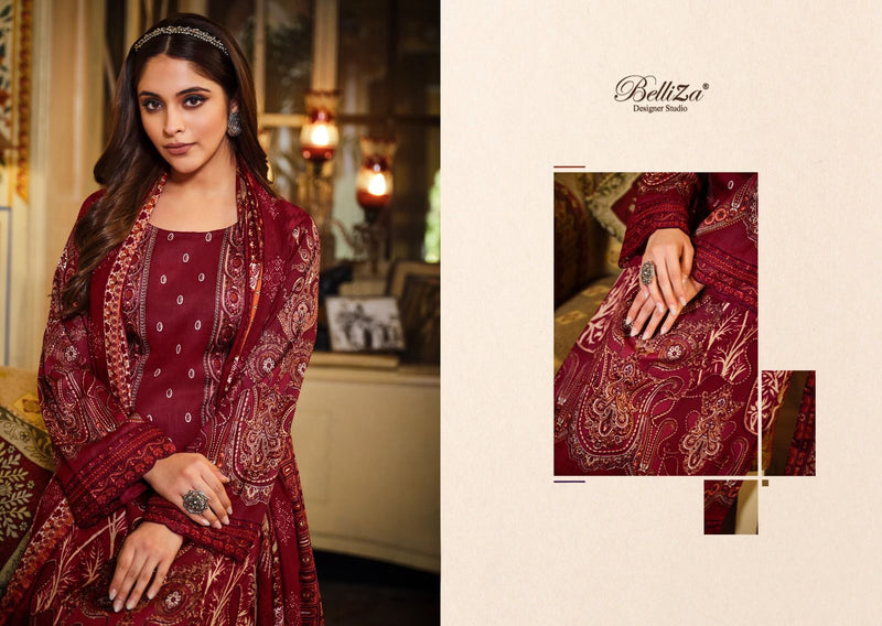 Belliza Designer Studio Haafiza Pure Jam Cotton Digital Print Embroidered Work Salwar Kameez