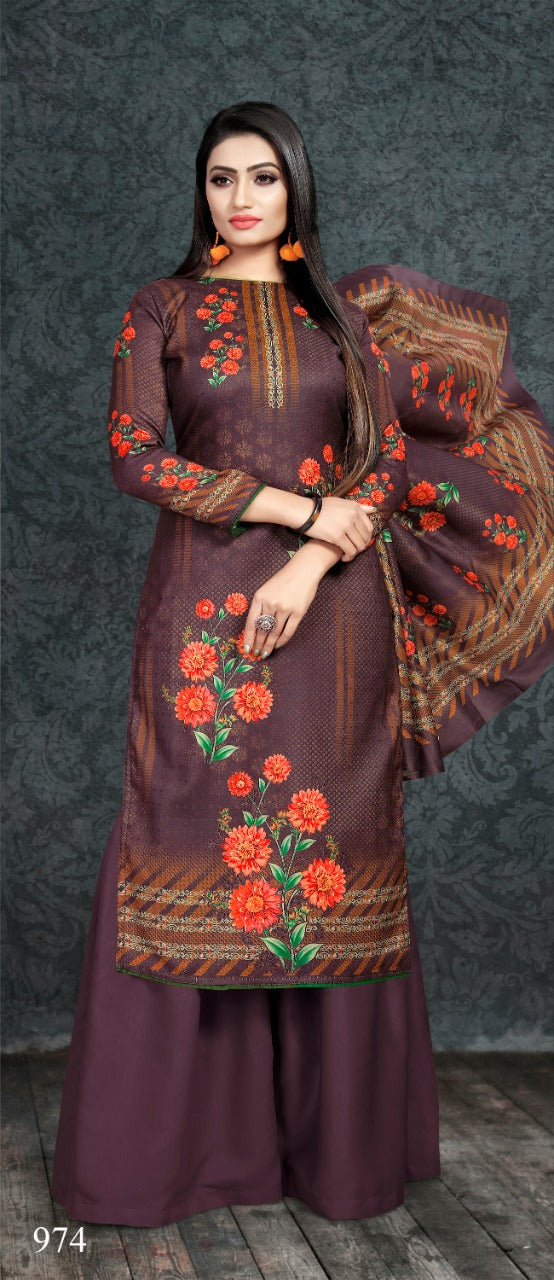 Bipson Jasmin Vol 1 Pashmina Print Salwar Suit