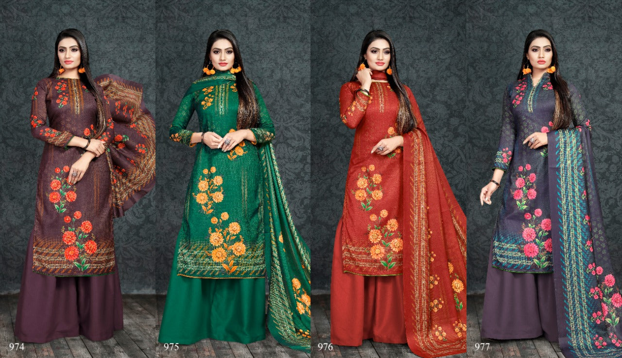 Bipson Jasmin Vol 1 Pashmina Print Salwar Suit