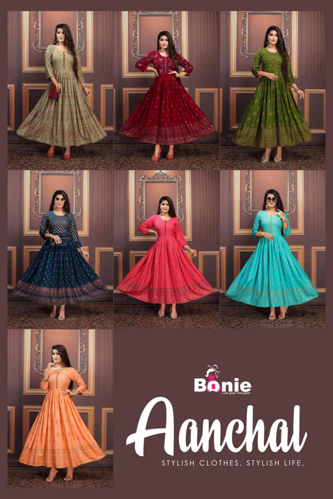 Bonie Aanchal Vol 2  Rayon New Style With Gold Foil Print Kurti