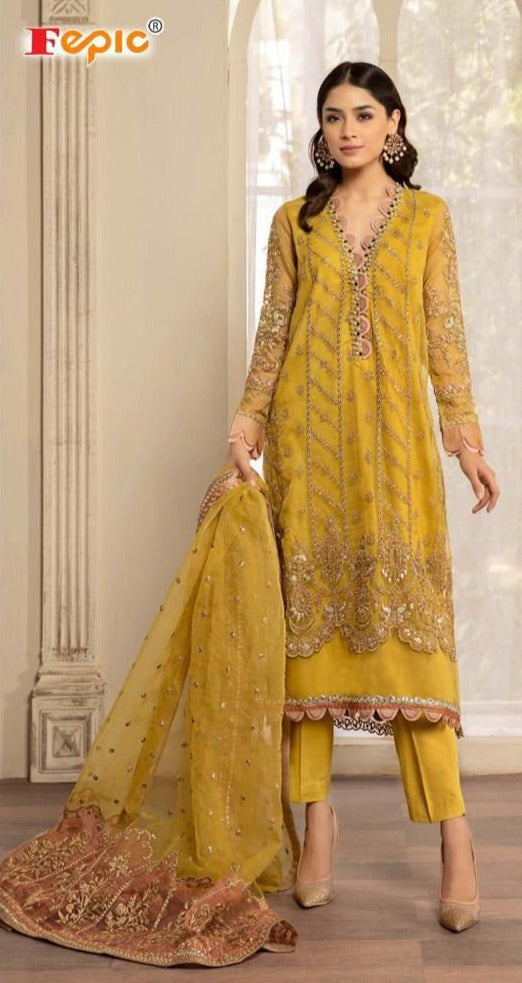 Fepic Rosemeen C 1145 Pure Organza Fancy Stylish Party Wear Salwar Suits