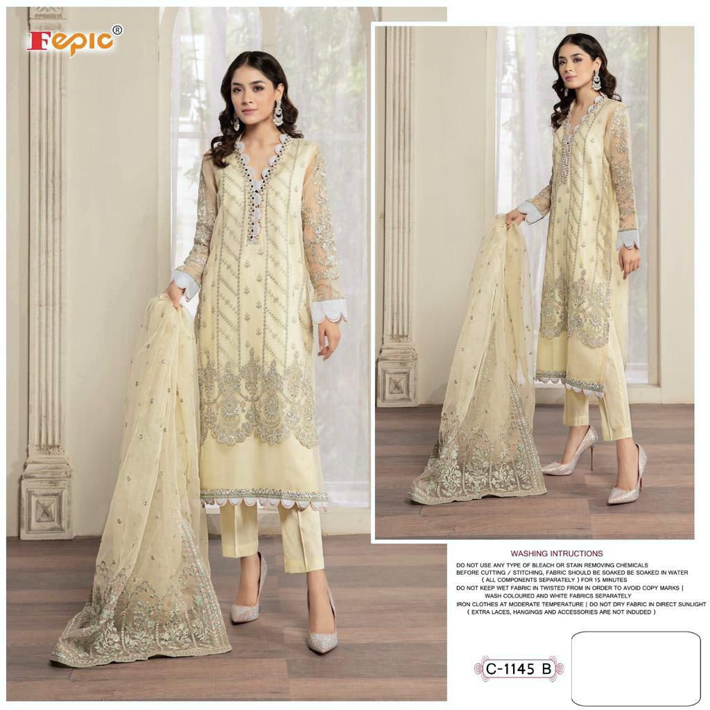 Fepic Rosemeen C 1145 Pure Organza Fancy Stylish Party Wear Salwar Suits