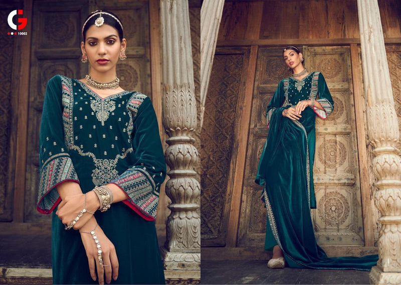 Gull Jee Carnation Velvet With Beautiful Heavy Embroidery Work Winter Salwar Kameez