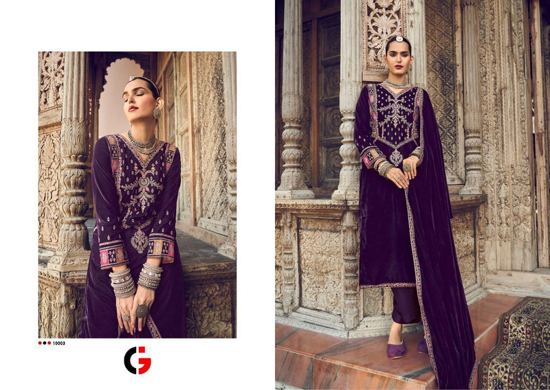 Gull Jee Carnation Velvet With Beautiful Heavy Embroidery Work Winter Salwar Kameez