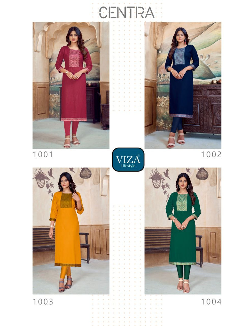 Viza Lifestyle Centra Rayon With Fancy Work Stylish Designer Festive Wear Kurti