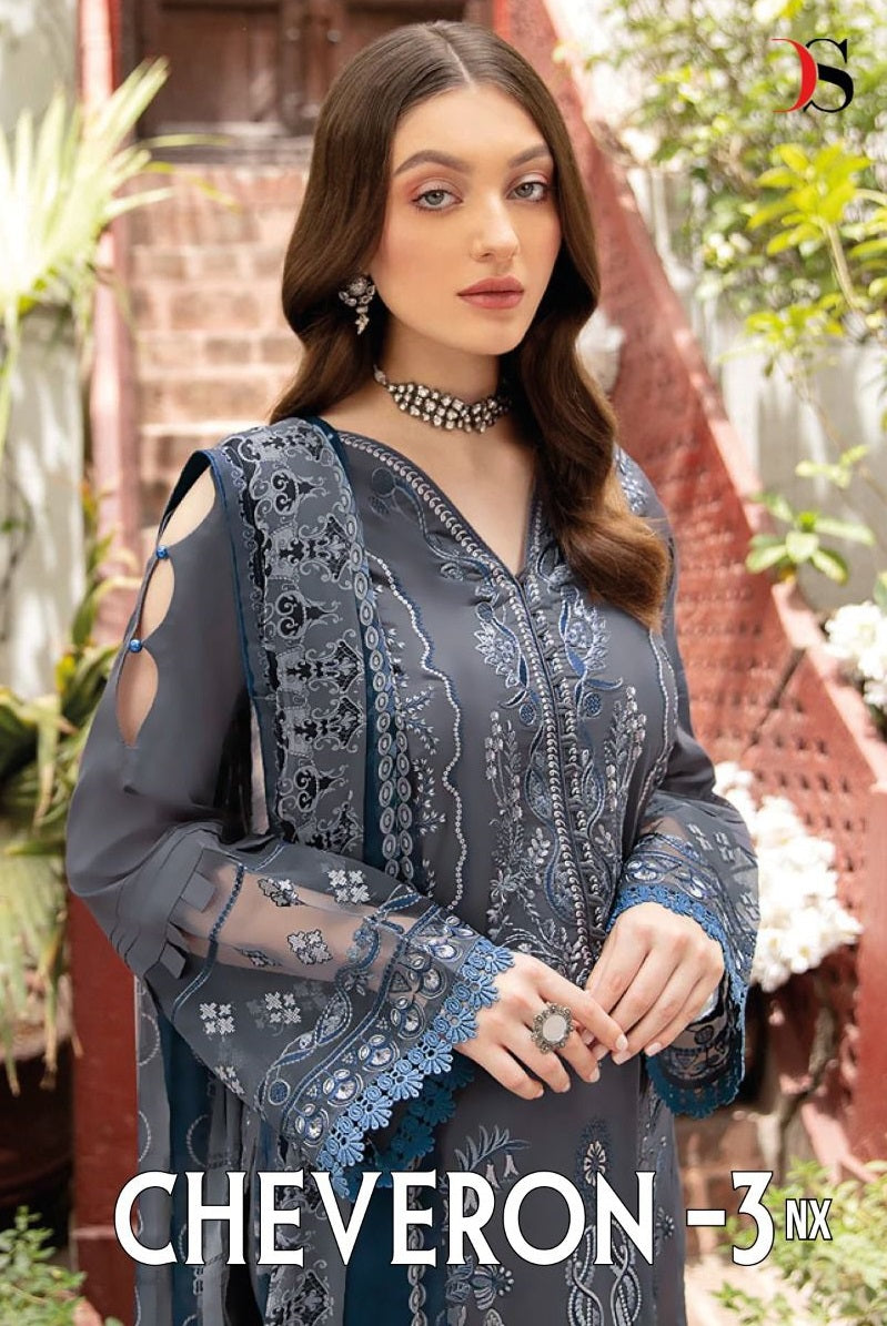 Deepsy Suit Cheveron Vol 3 Nx Pure Cotton Self Embroidered Pakistani Salwar Suit