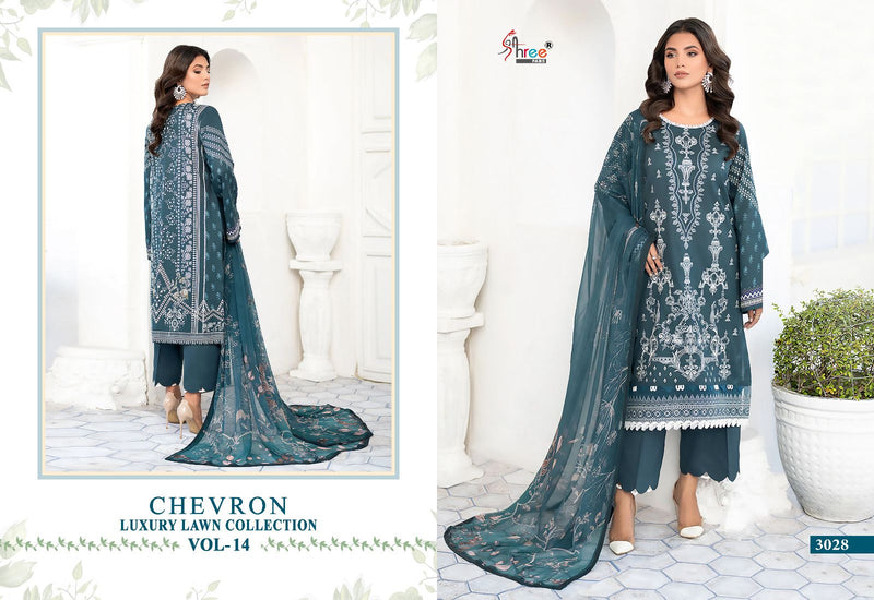 Shree Fabs Chevron Luxury Lawn Collection Vol 14 Pure Lawn Cotton Print Self Patch Work Pakistani Salwar Suit