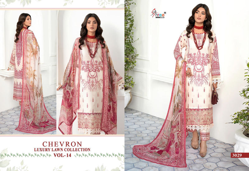 Shree Fabs Chevron Luxury Lawn Collection Vol 14 Pure Lawn Cotton Print Self Patch Work Pakistani Salwar Suit